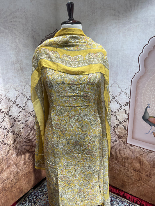 Mustard Yellow Paisley Suit with Dupatta