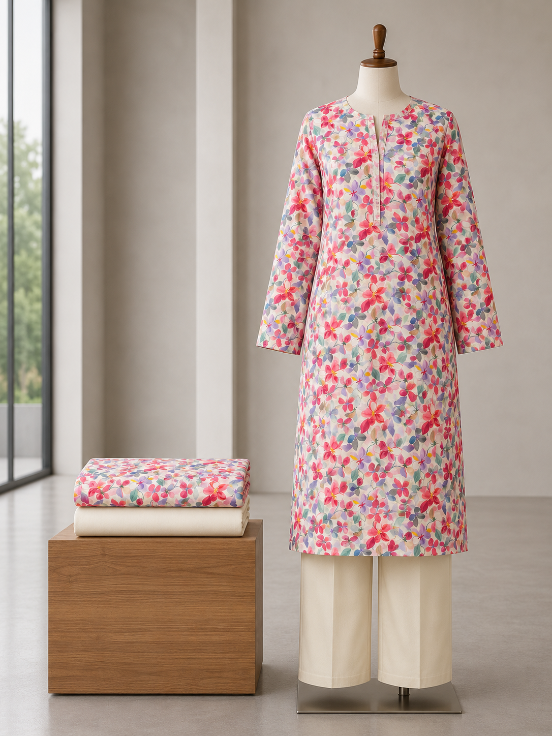 Cotton Print Unstitched Suit