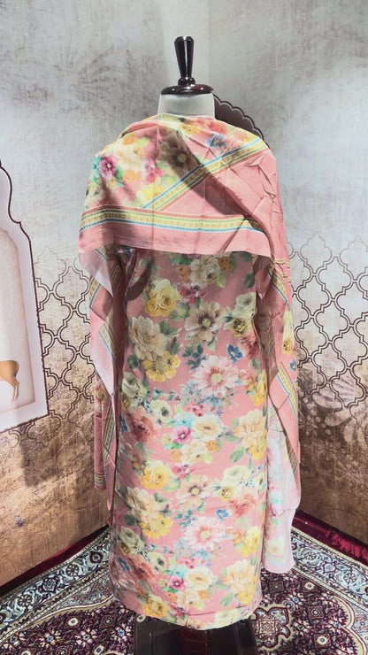 Peach Blossom Cotton Suit with Dupatta